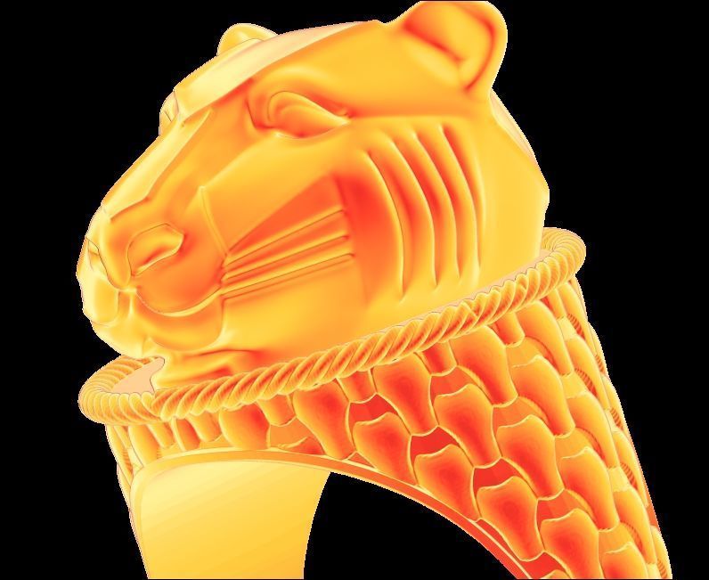 Panther Head Texturede Ring 3D print model_12