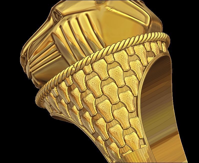 Panther Head Texturede Ring 3D print model_7