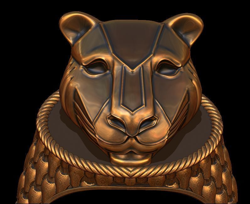 Panther Head Texturede Ring 3D print model_18