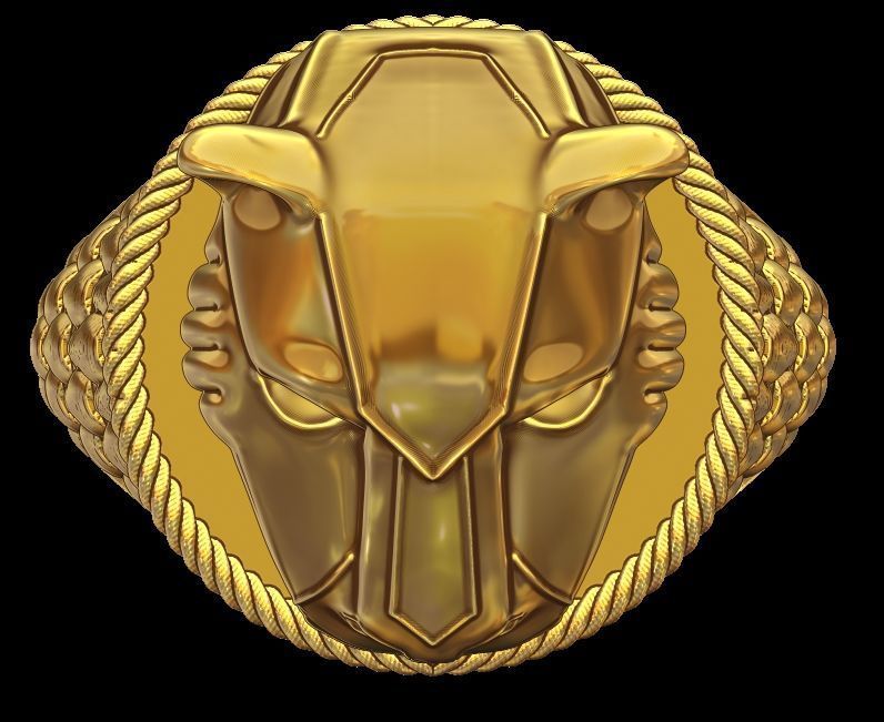 Panther Head Texturede Ring 3D print model_5