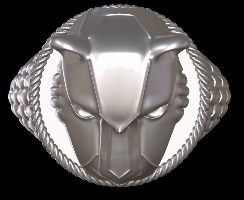 Panther Head Texturede Ring 3D print model_17