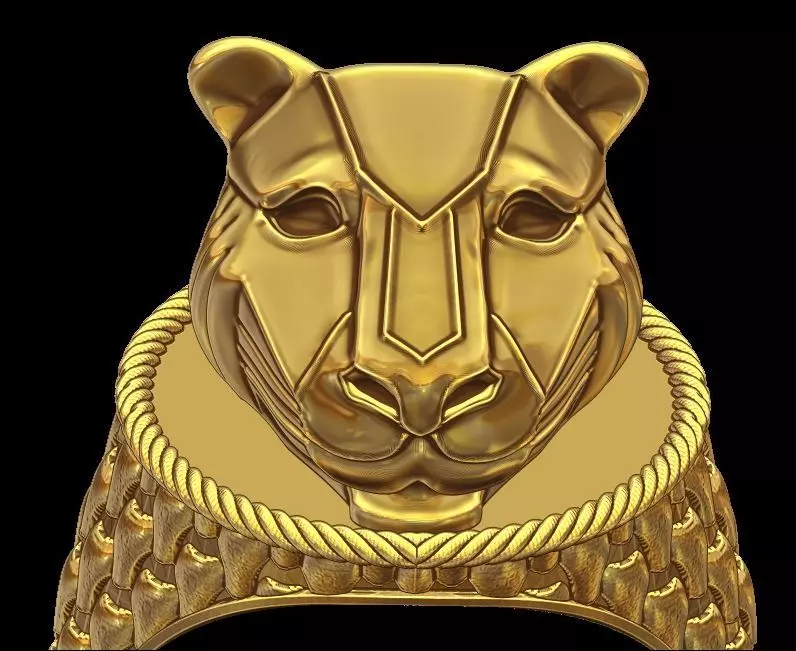Panther Head Texturede Ring 3D print model_0