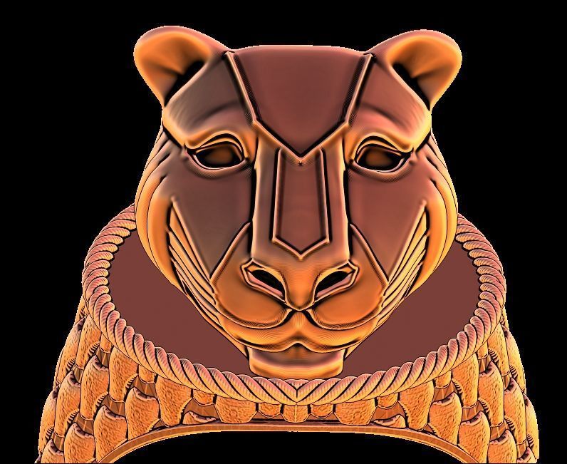 Panther Head Texturede Ring 3D print model_4