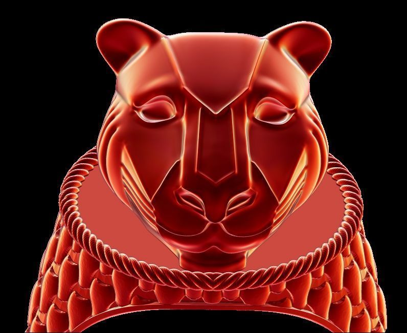 Panther Head Texturede Ring 3D print model_24