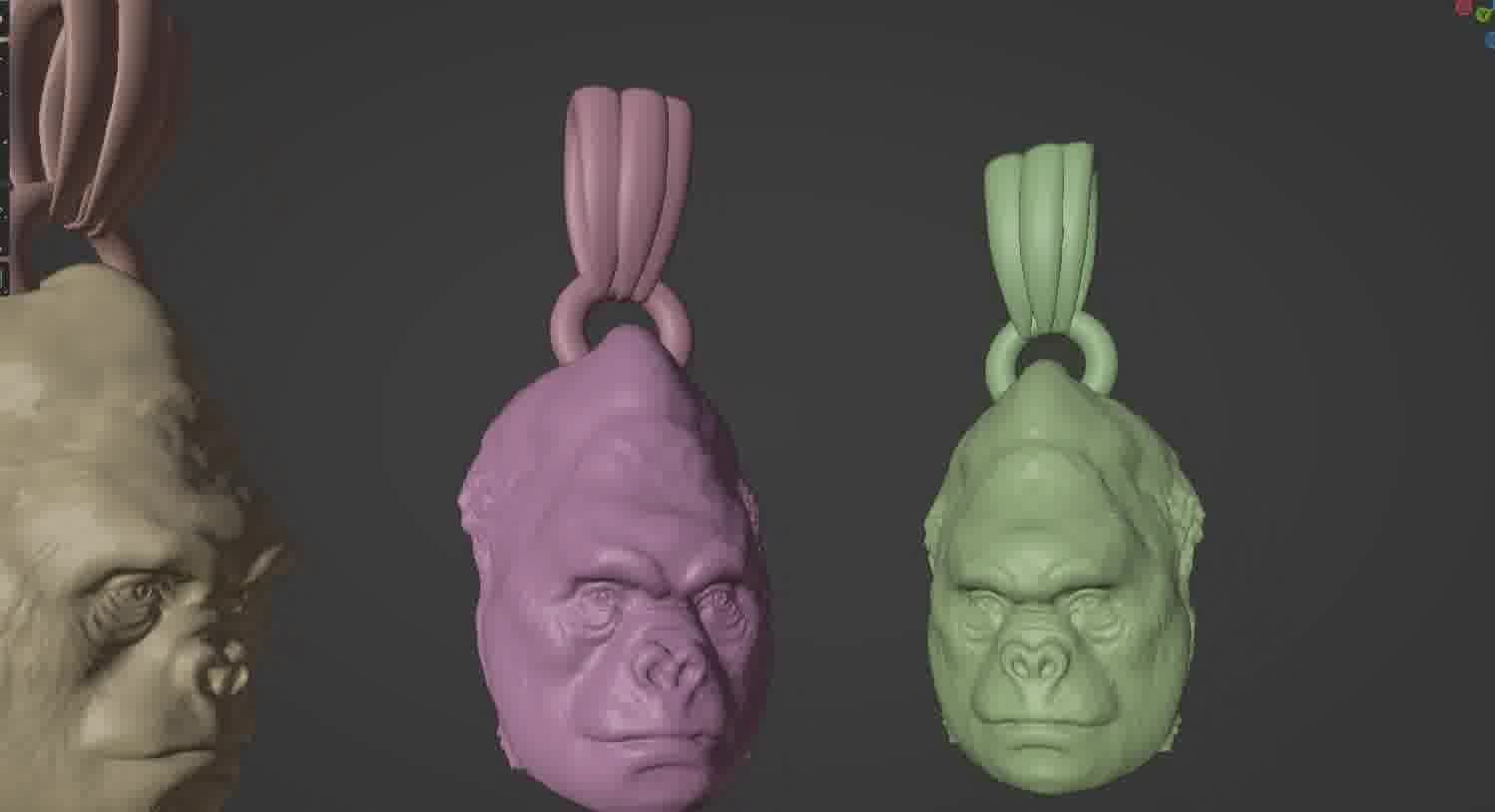 Gorilla pendant  3D print model_52