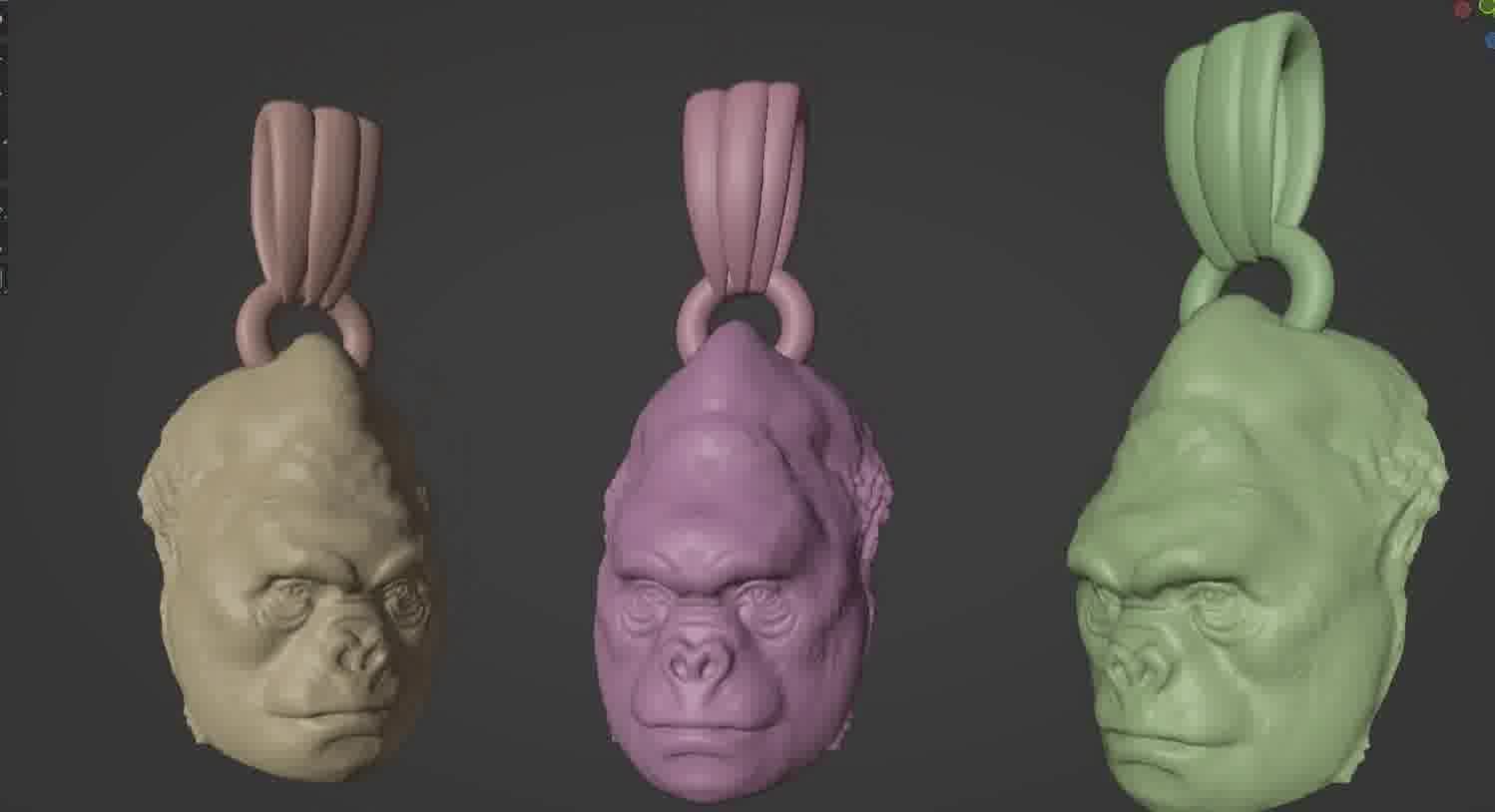 Gorilla pendant  3D print model_21