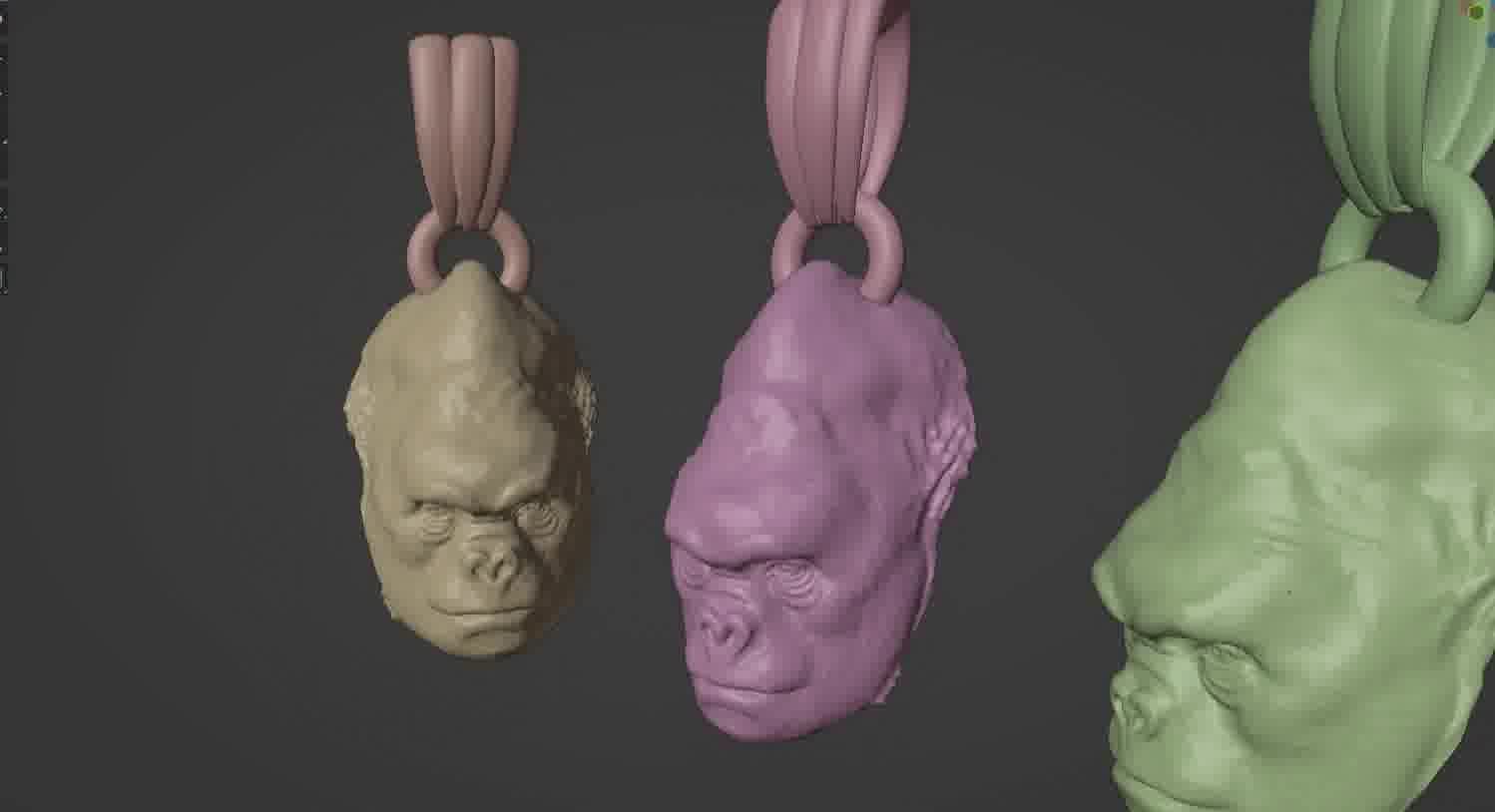 Gorilla pendant  3D print model_17