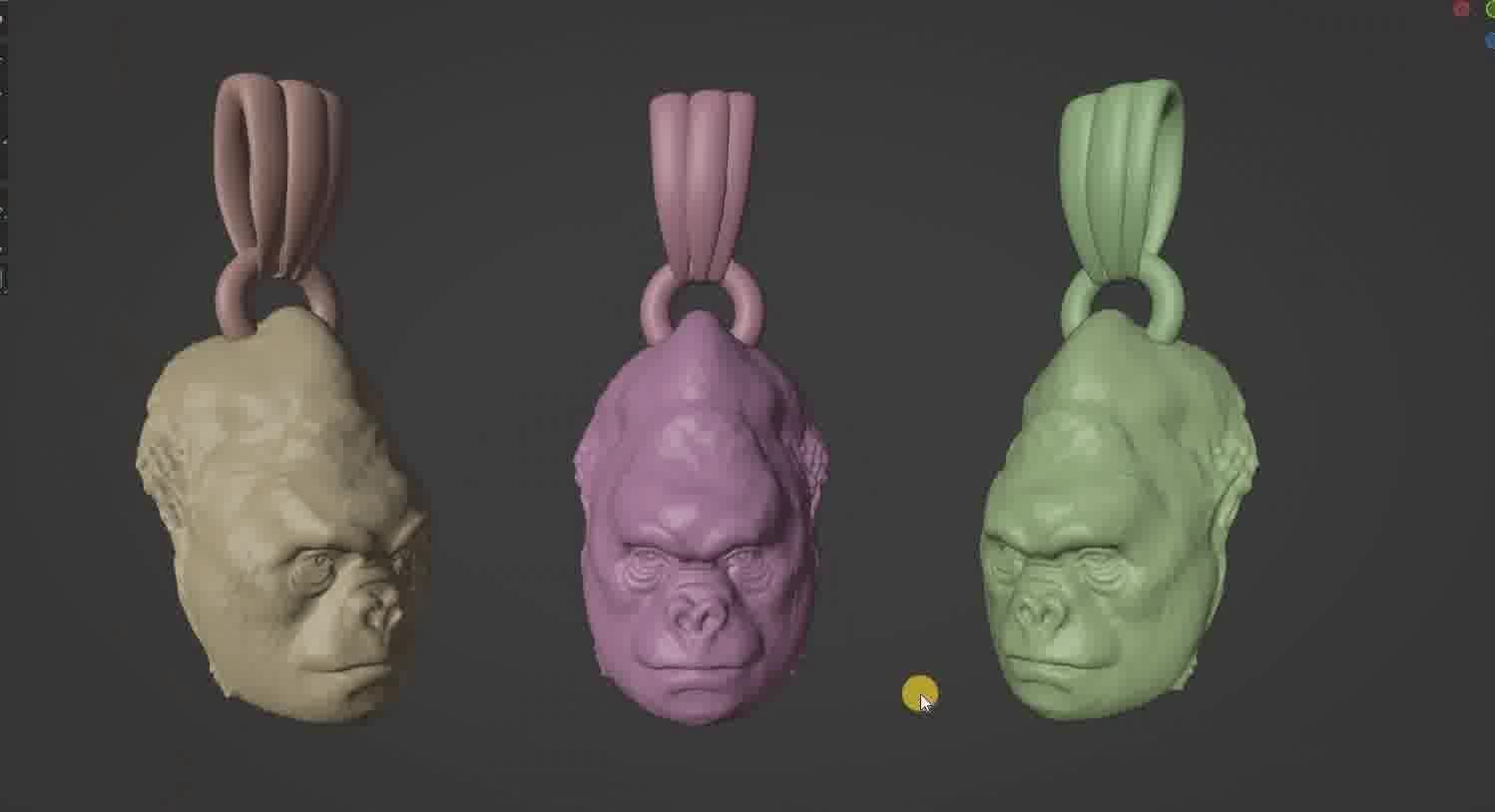 Gorilla pendant  3D print model_87