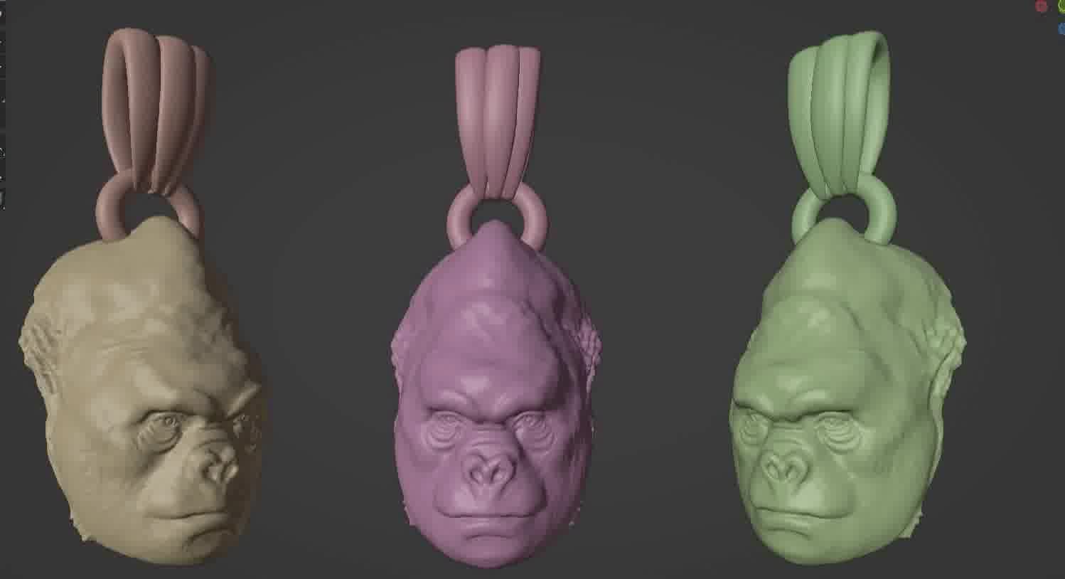 Gorilla pendant  3D print model_8