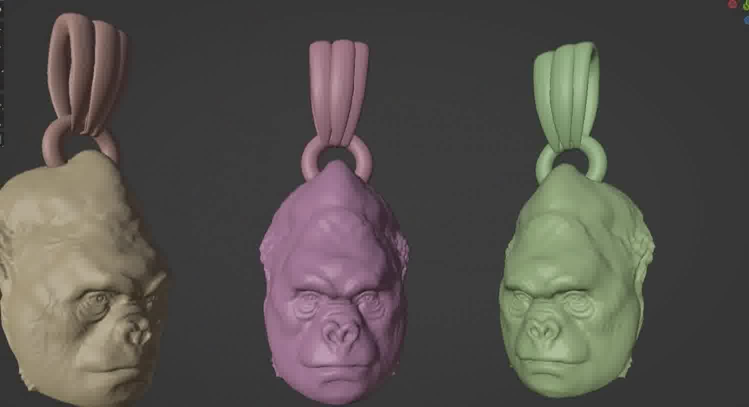 Gorilla pendant  3D print model_74