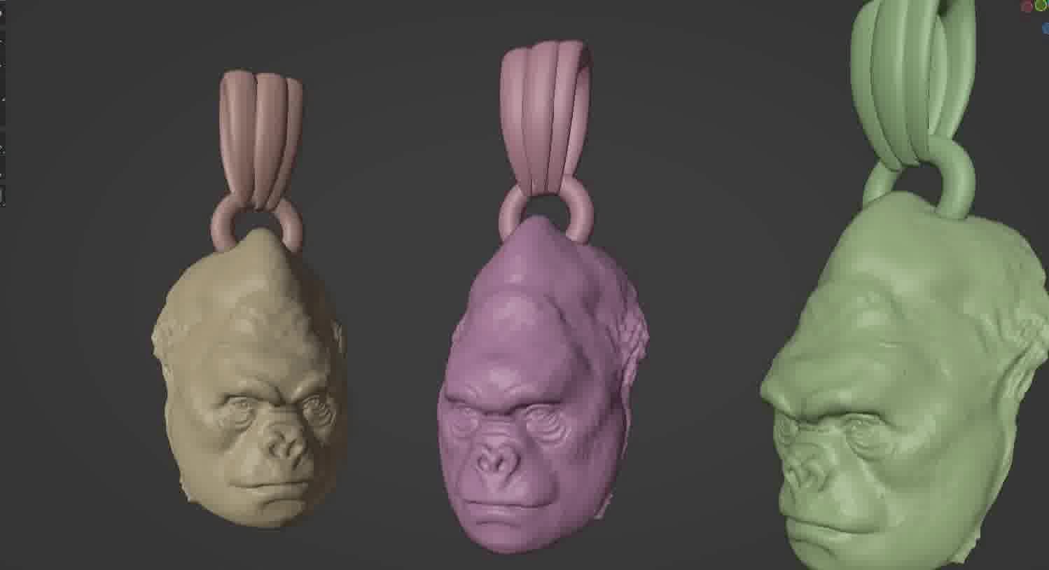 Gorilla pendant  3D print model_10