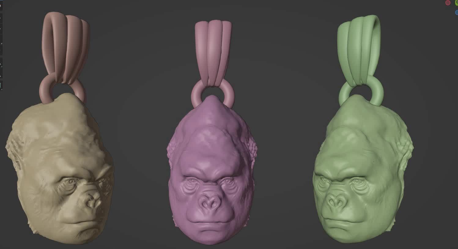 Gorilla pendant  3D print model_3