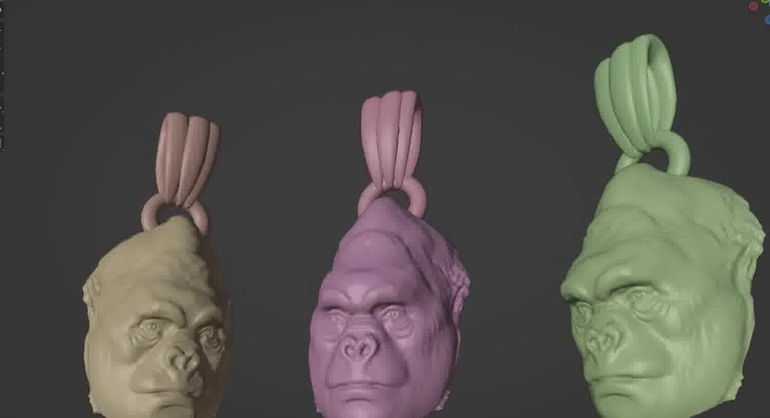 Gorilla pendant  3D print model_24