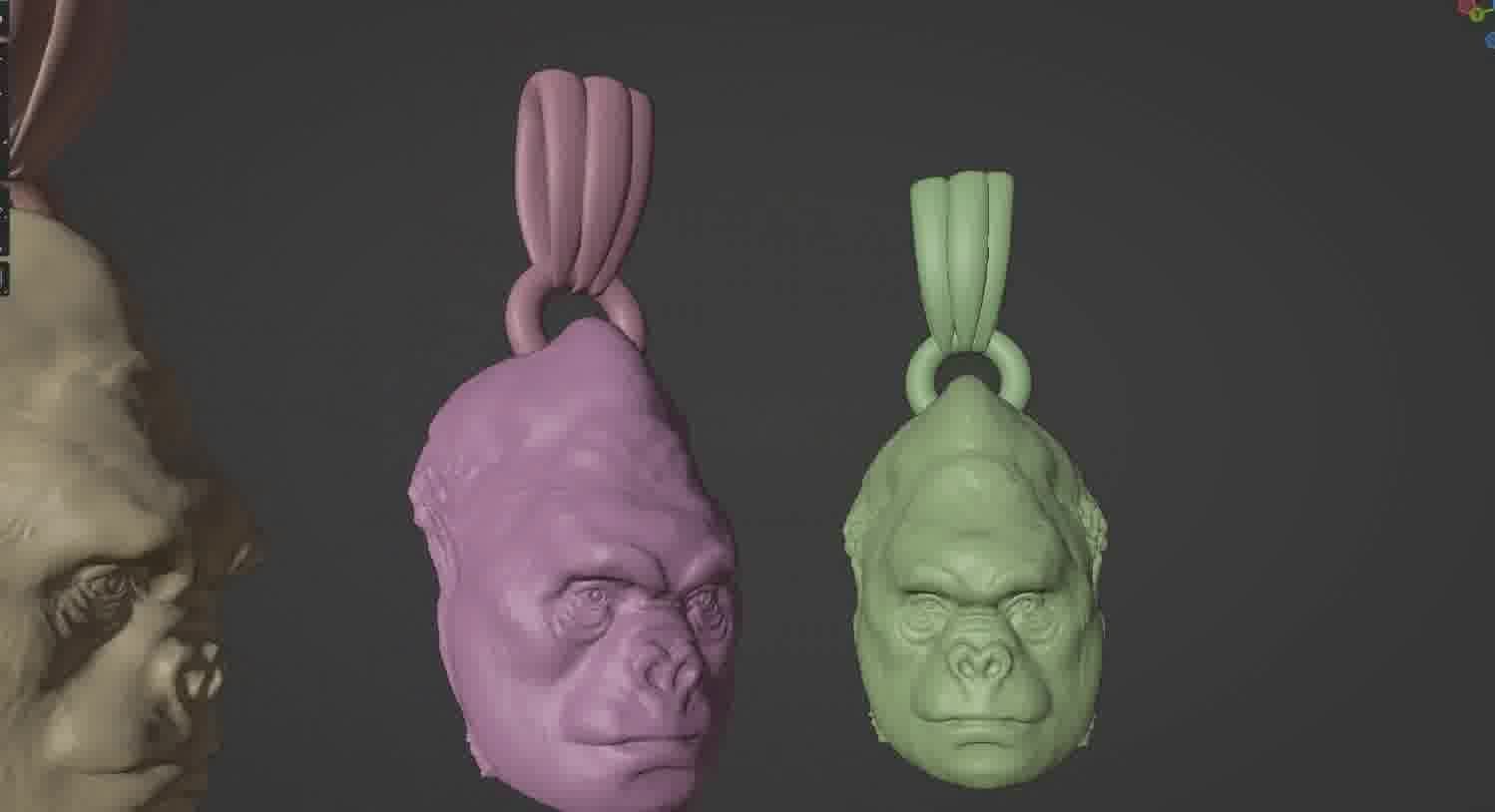 Gorilla pendant  3D print model_65