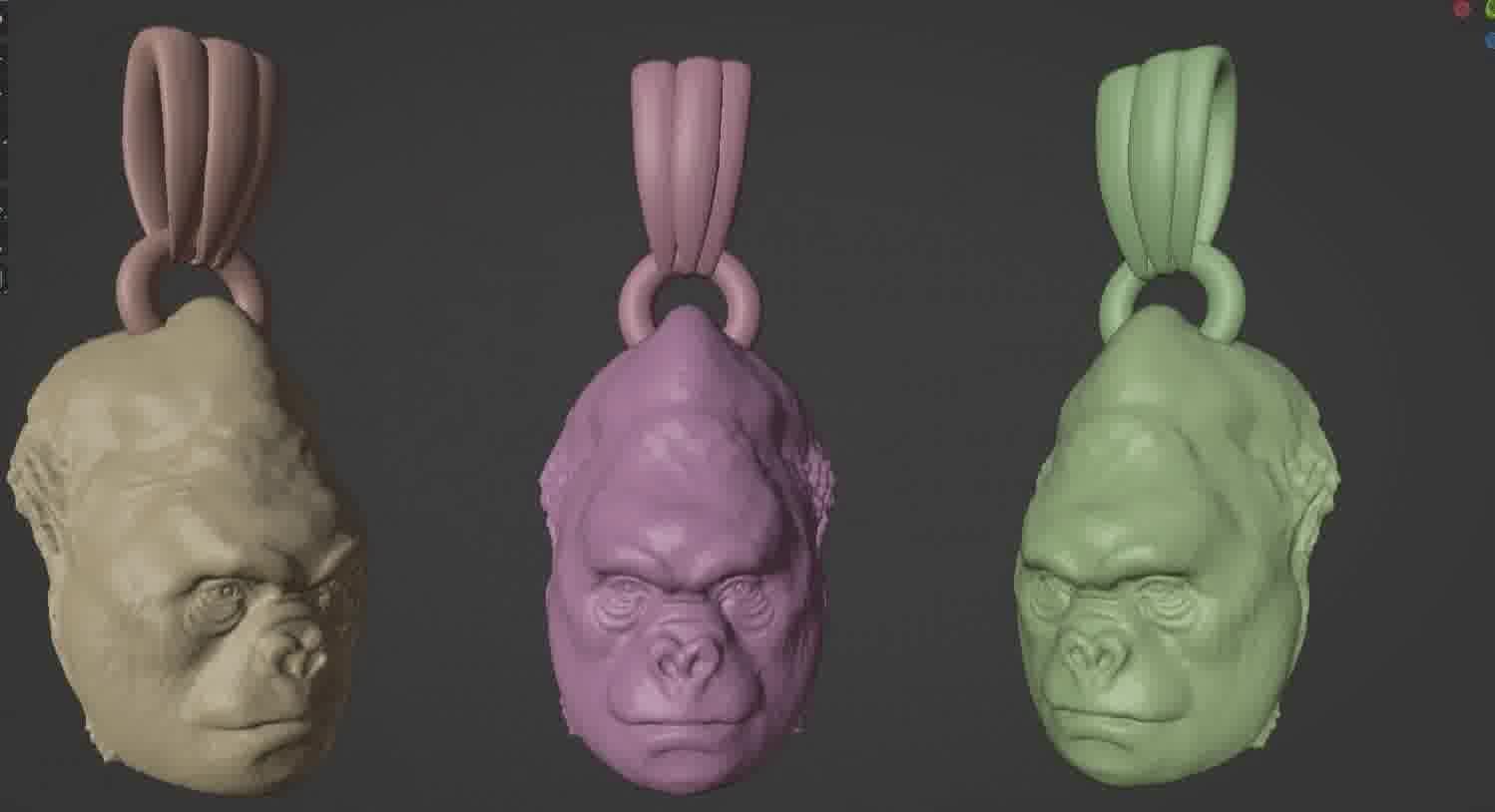 Gorilla pendant  3D print model_62
