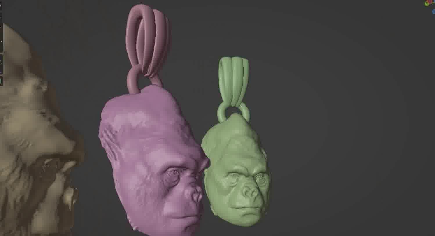 Gorilla pendant  3D print model_60