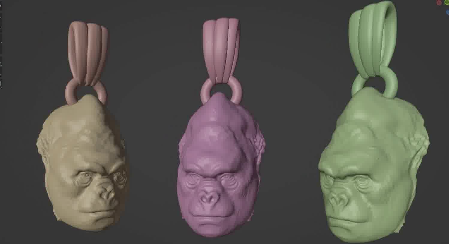 Gorilla pendant  3D print model_11