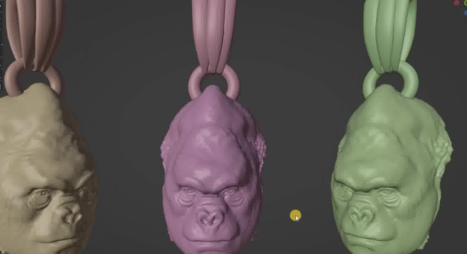 Gorilla pendant  3D print model_82