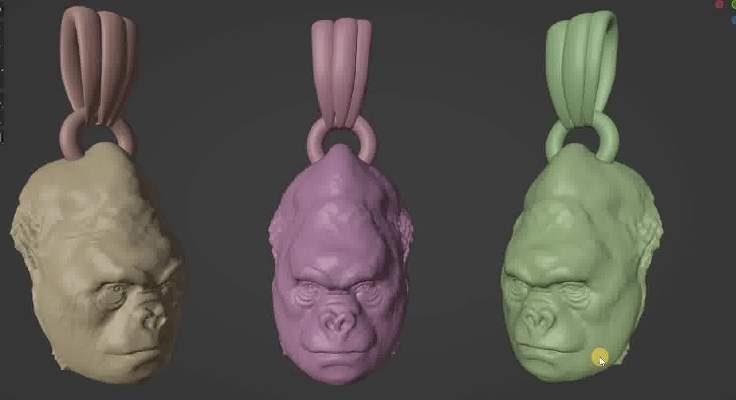 Gorilla pendant  3D print model_70
