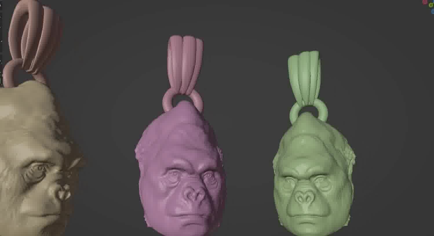 Gorilla pendant  3D print model_49