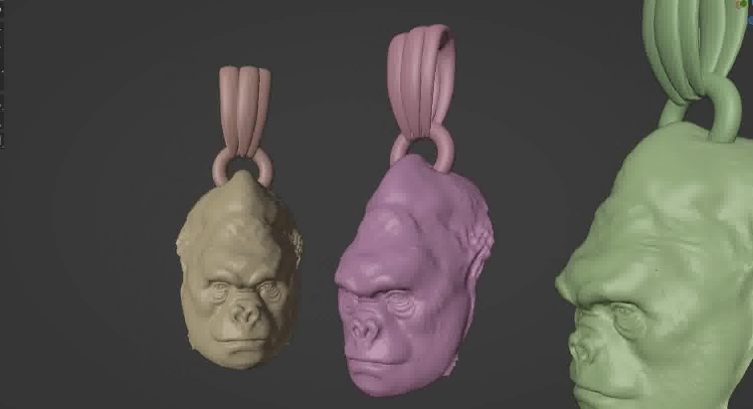Gorilla pendant  3D print model_14