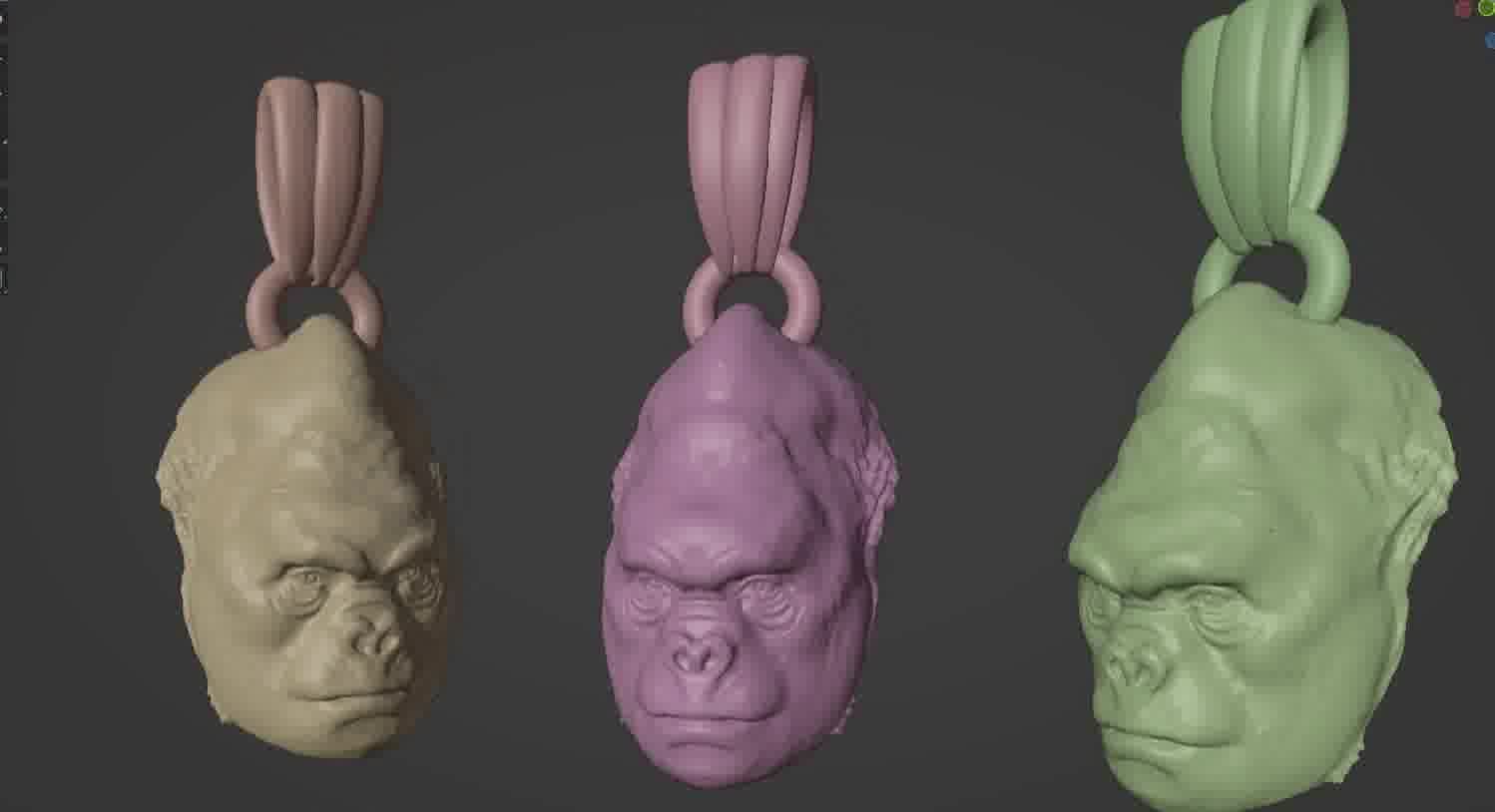 Gorilla pendant  3D print model_36