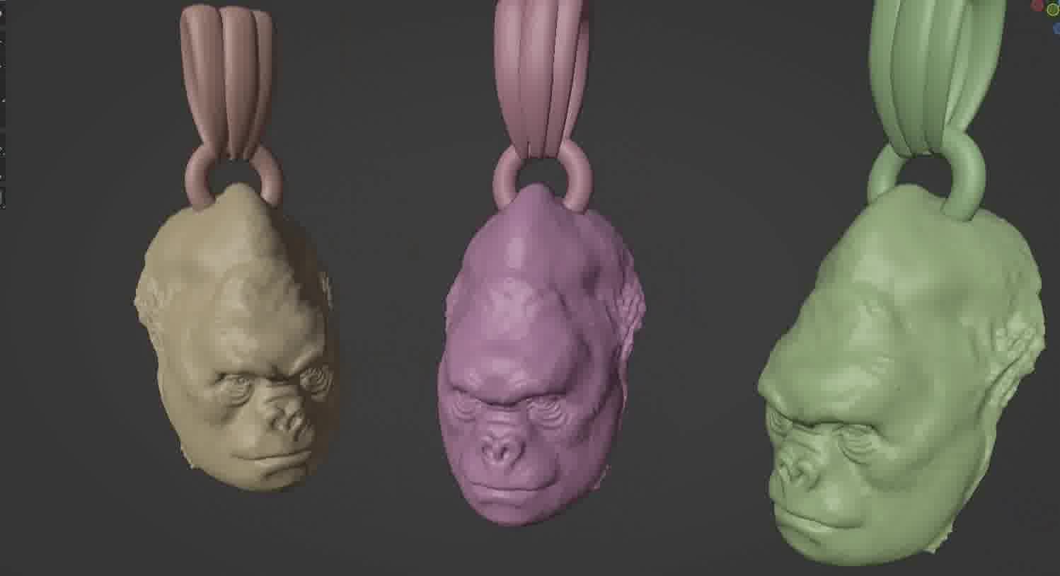 Gorilla pendant  3D print model_26
