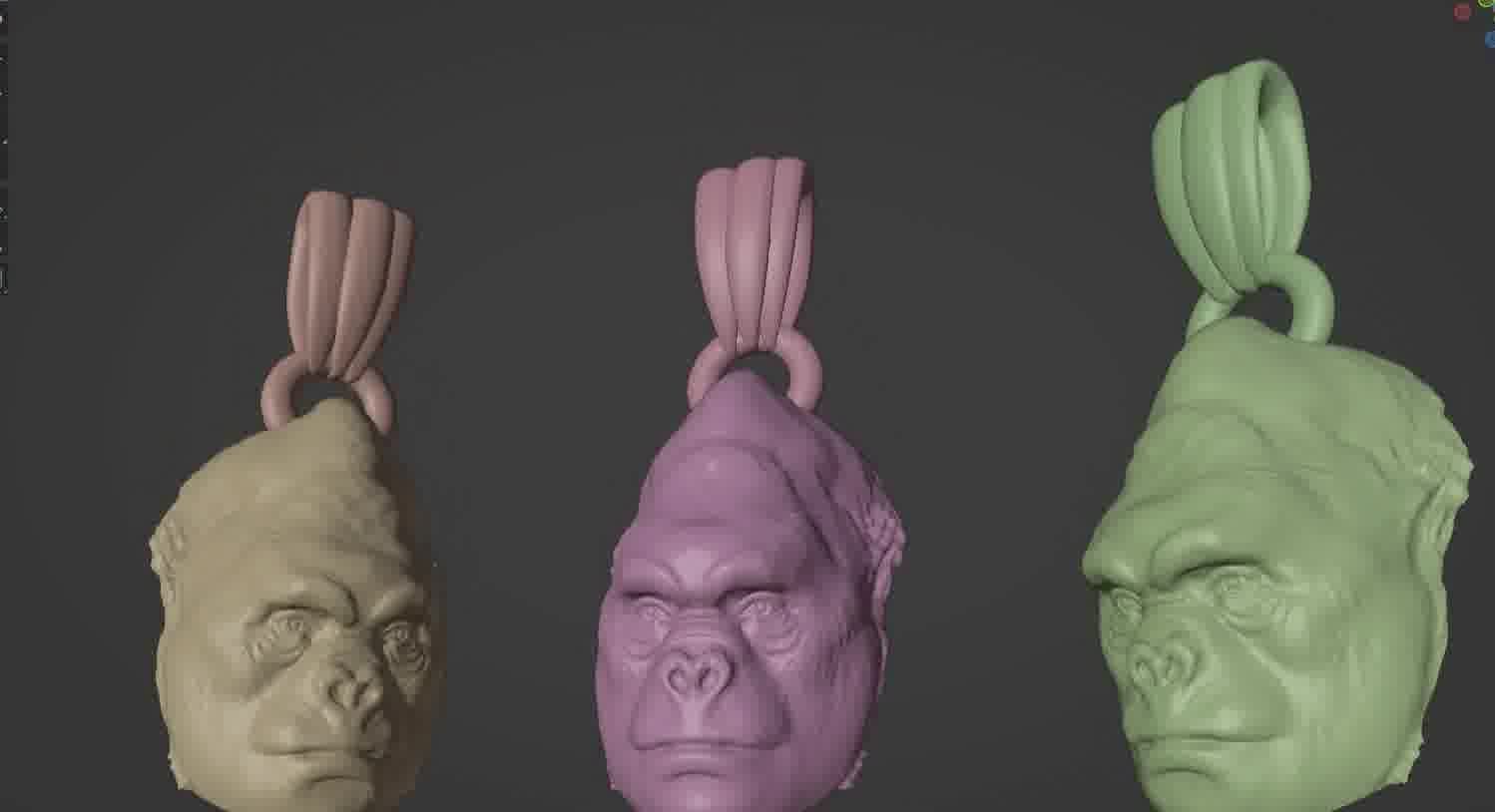 Gorilla pendant  3D print model_30
