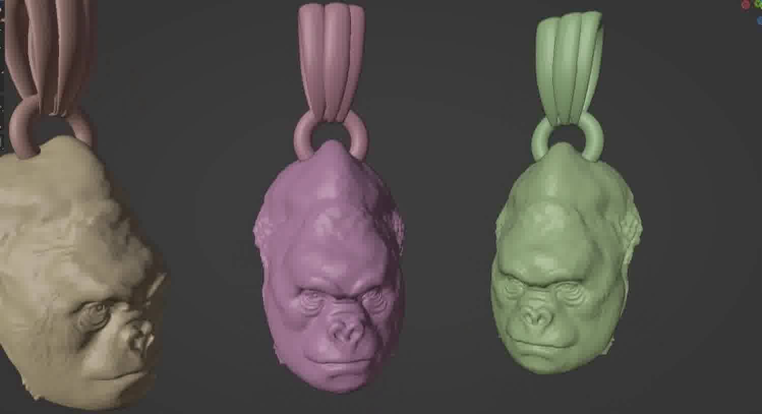 Gorilla pendant  3D print model_44