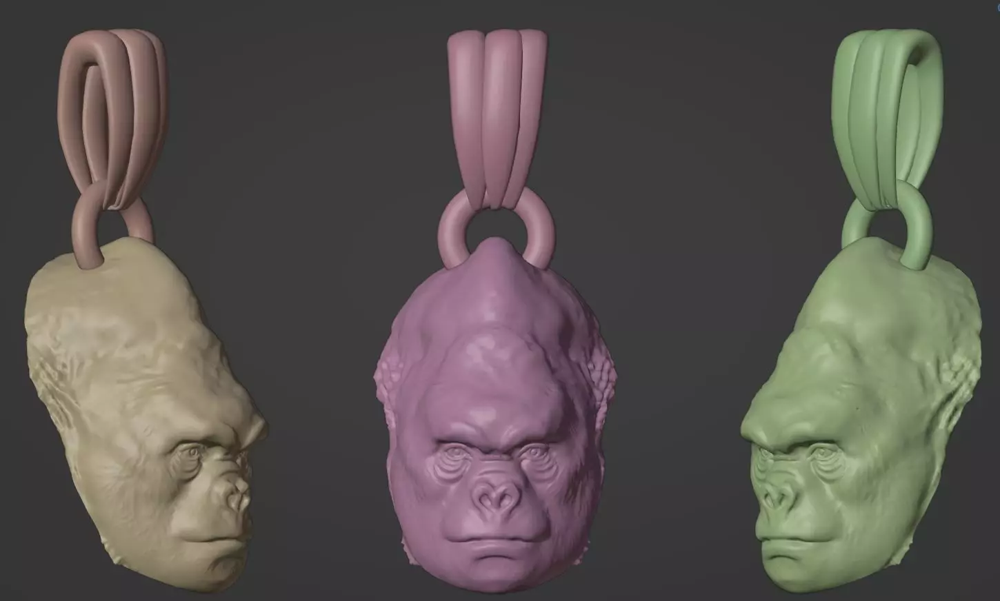Gorilla pendant  3D print model_0