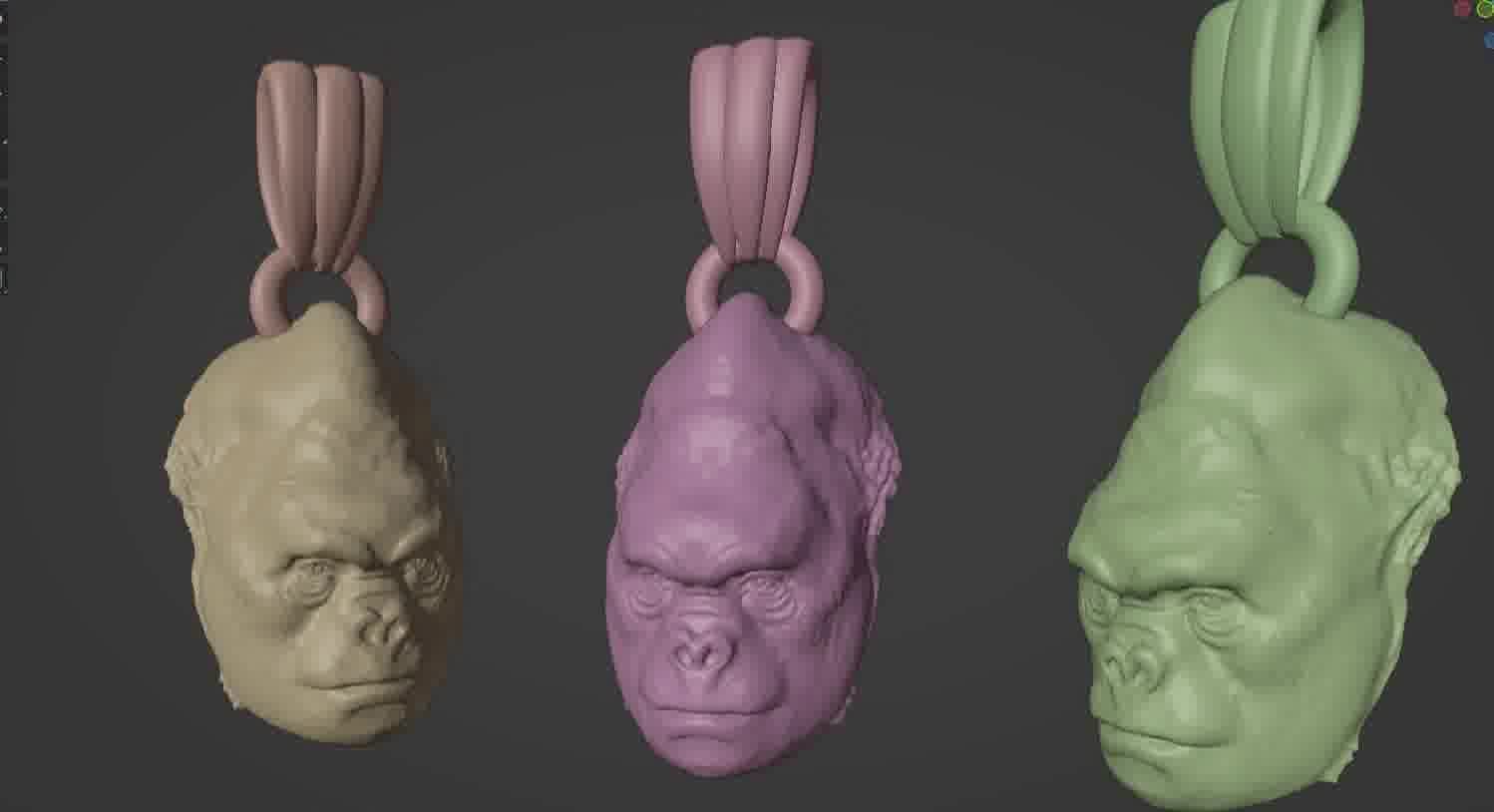 Gorilla pendant  3D print model_16