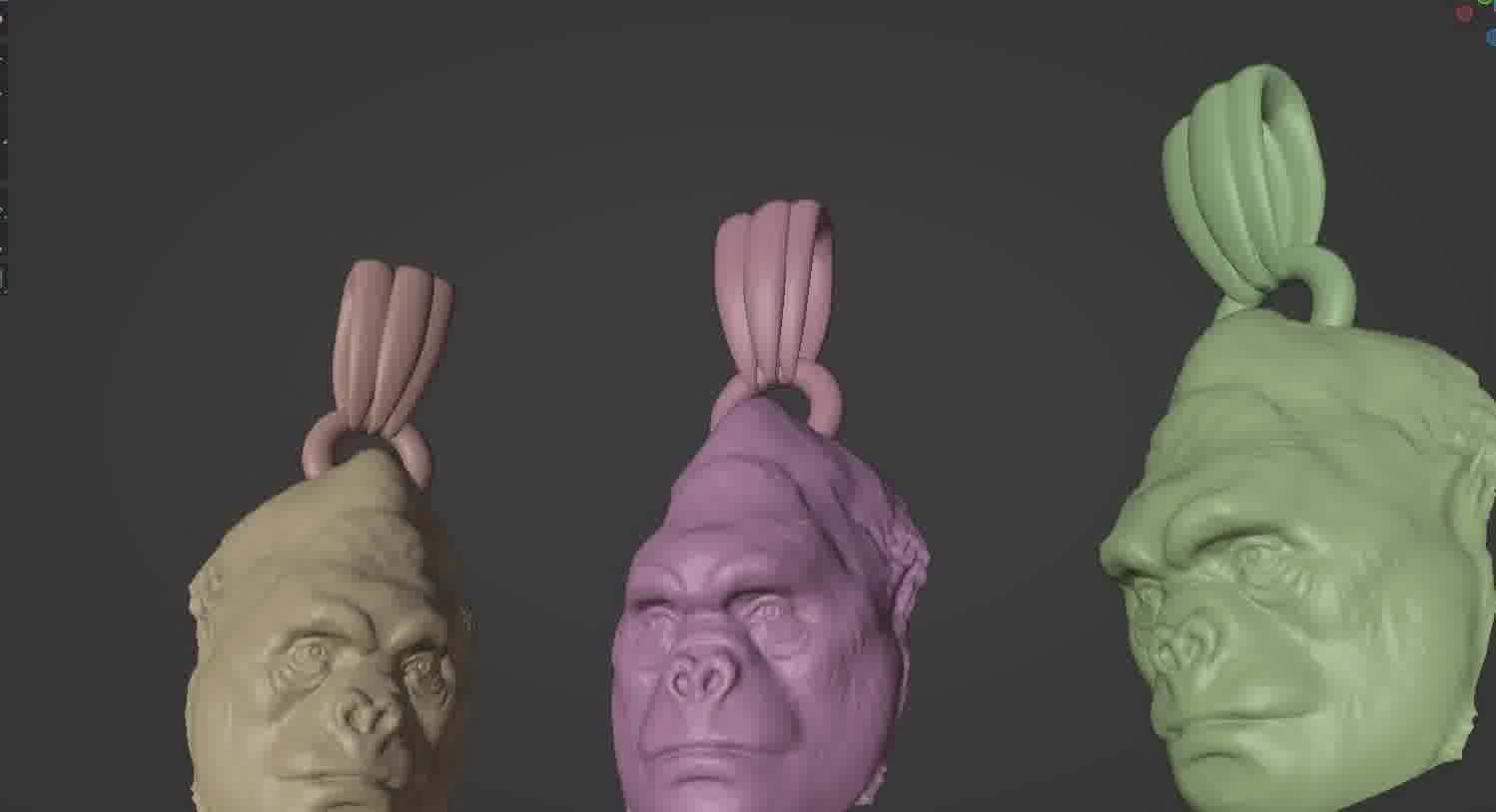 Gorilla pendant  3D print model_29
