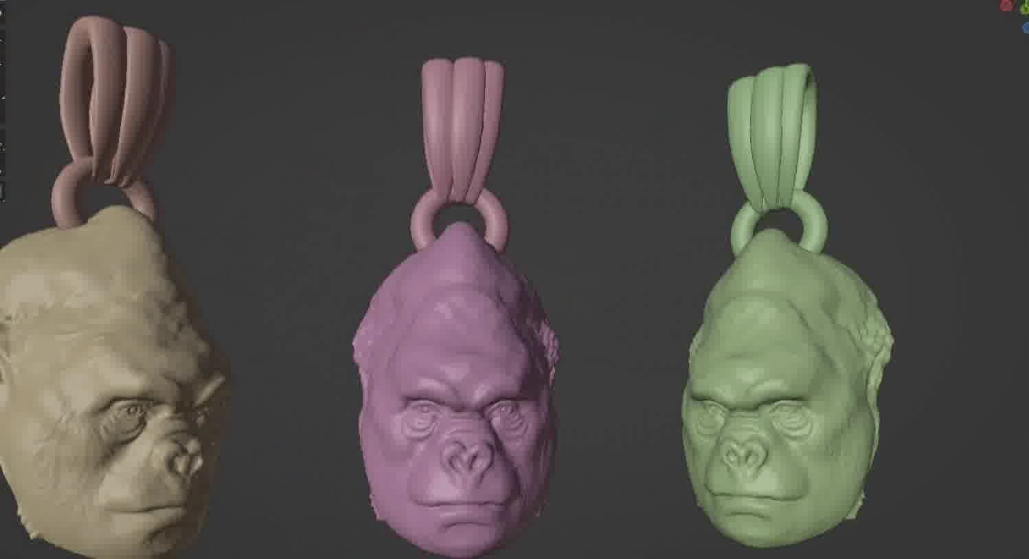 Gorilla pendant  3D print model_76