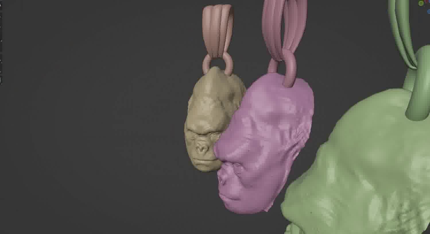 Gorilla pendant  3D print model_57