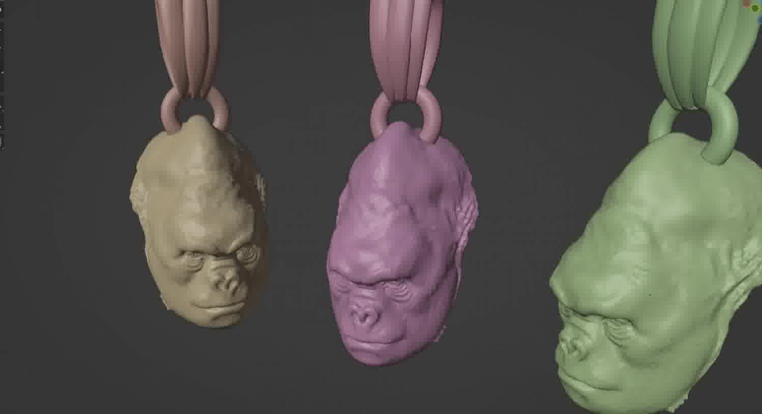 Gorilla pendant  3D print model_50