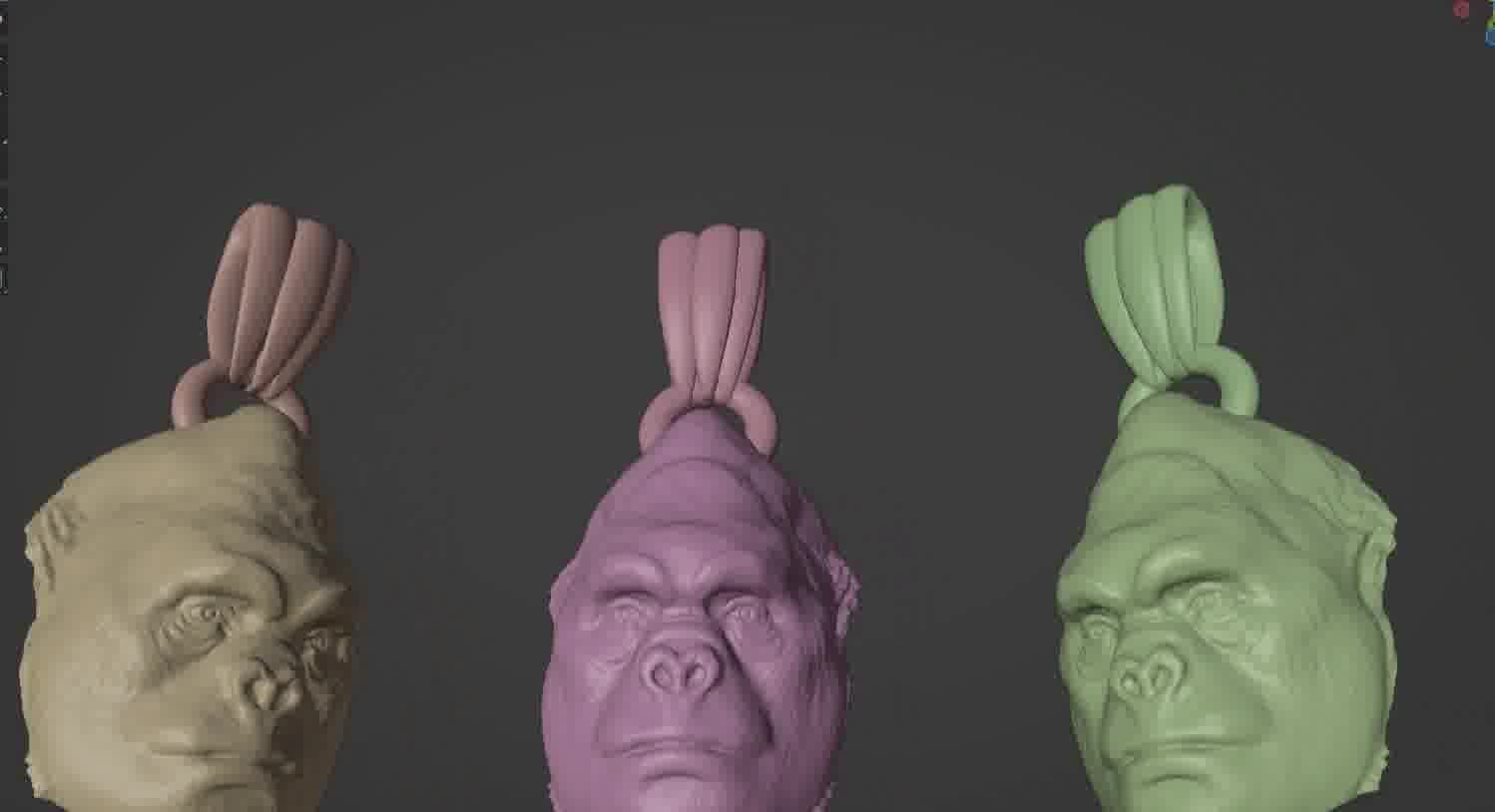 Gorilla pendant  3D print model_48