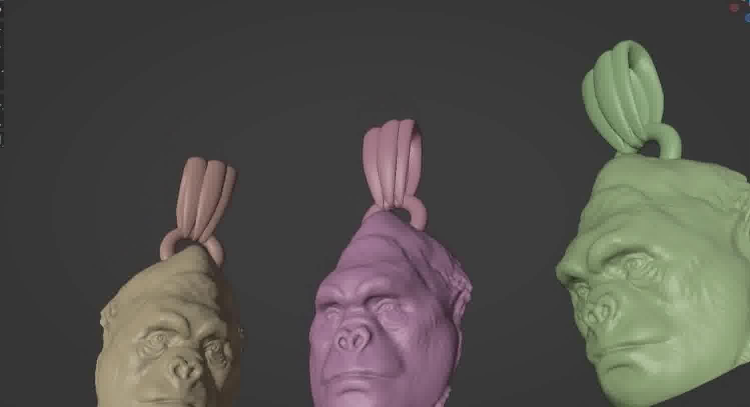 Gorilla pendant  3D print model_33