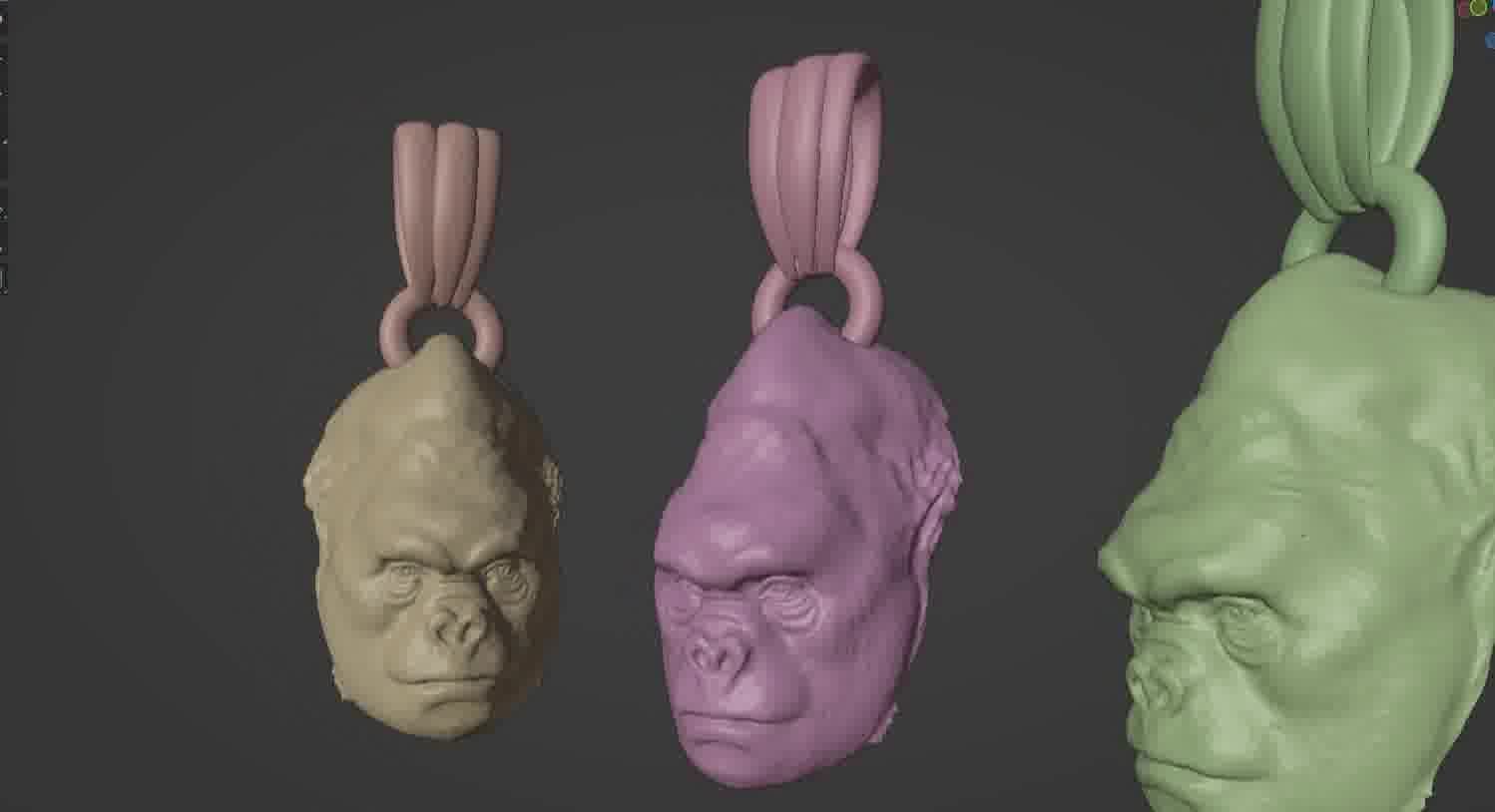 Gorilla pendant  3D print model_12