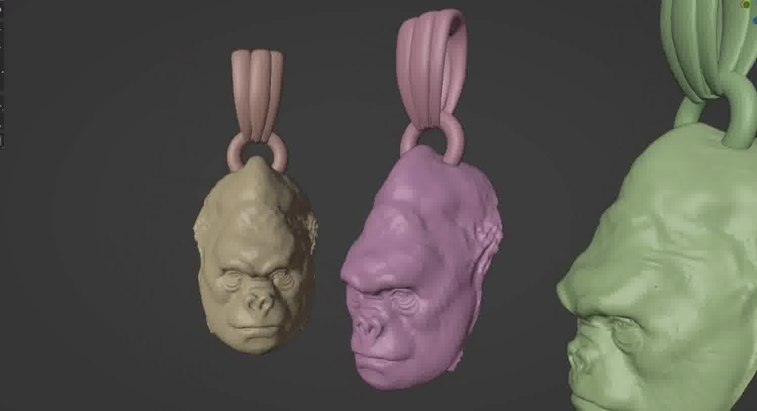 Gorilla pendant  3D print model_34