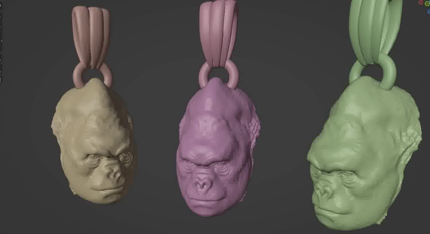 Gorilla pendant  3D print model_19