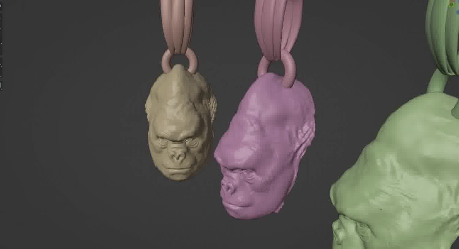 Gorilla pendant  3D print model_43