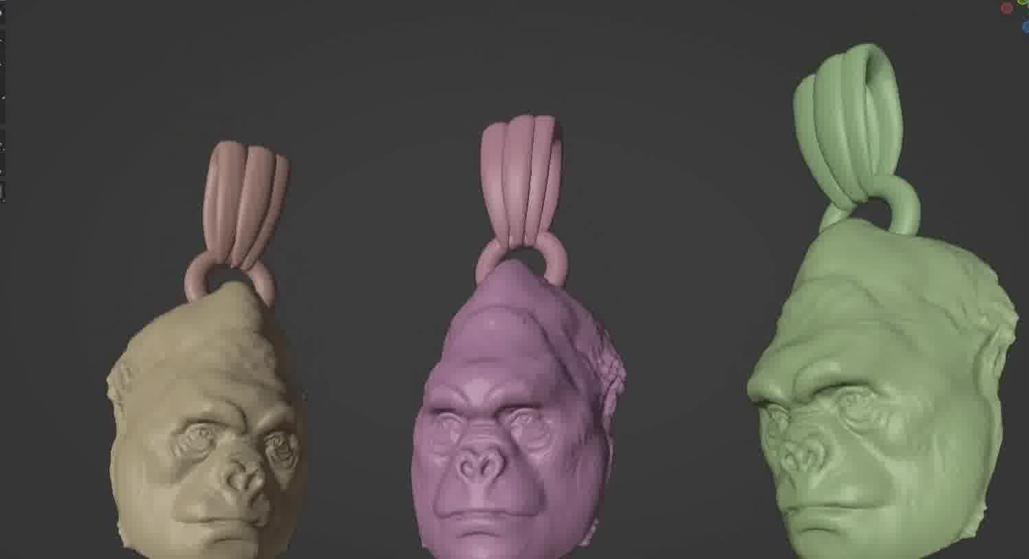 Gorilla pendant  3D print model_22