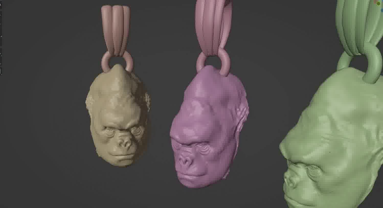 Gorilla pendant  3D print model_25