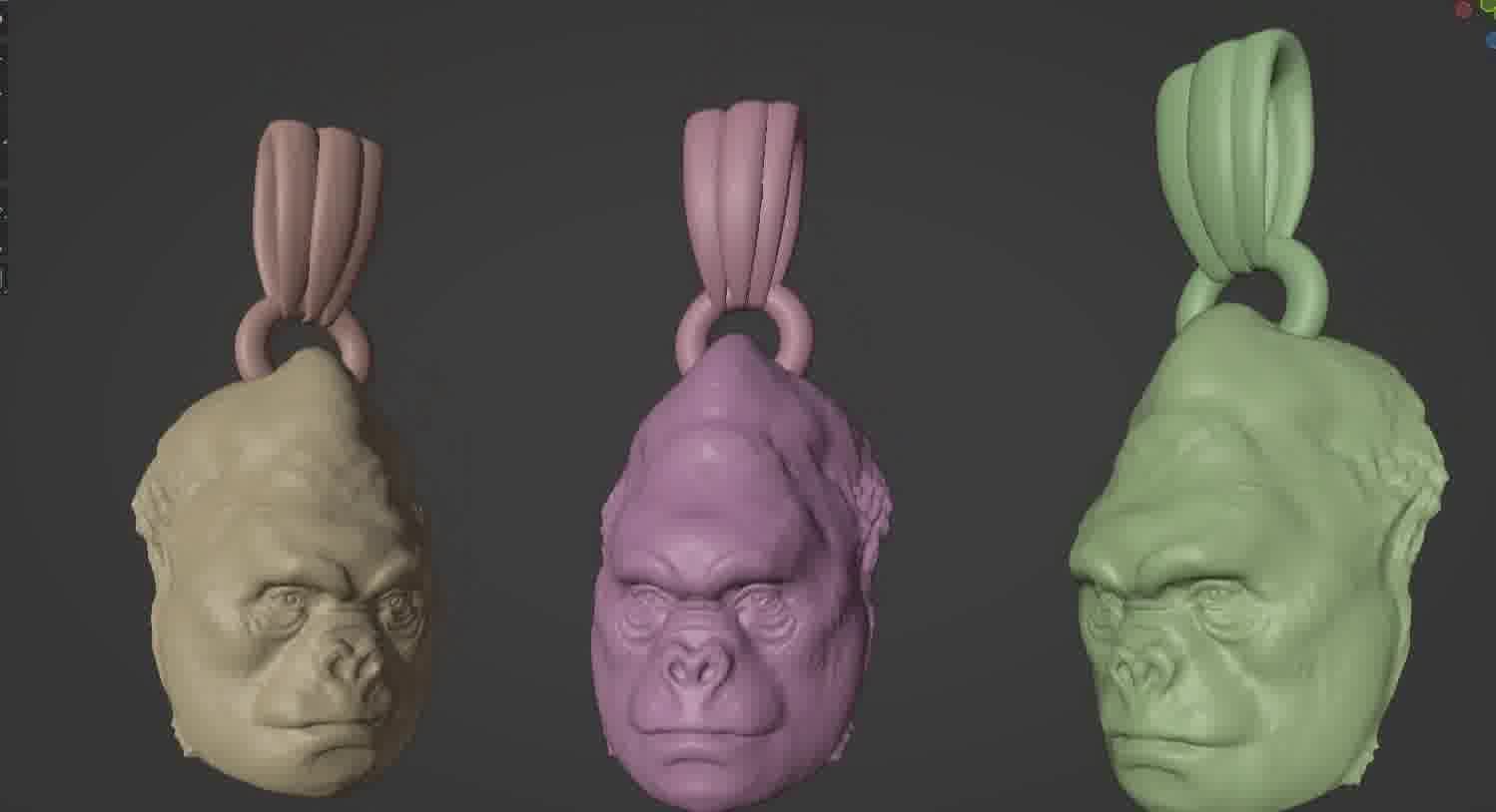 Gorilla pendant  3D print model_20