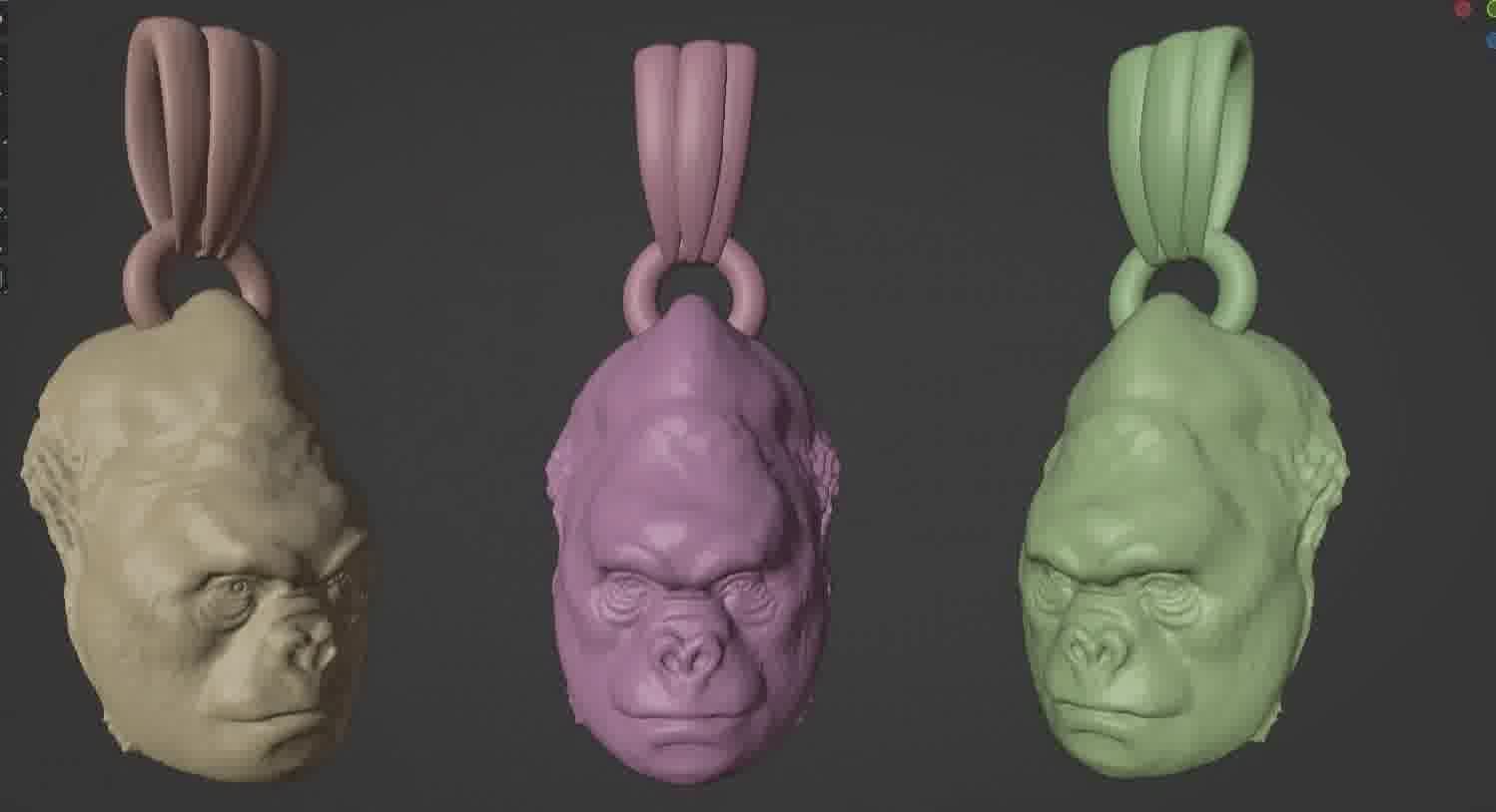 Gorilla pendant  3D print model_73