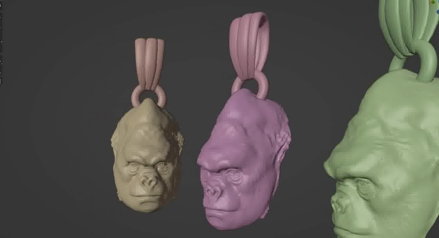 Gorilla pendant  3D print model_27