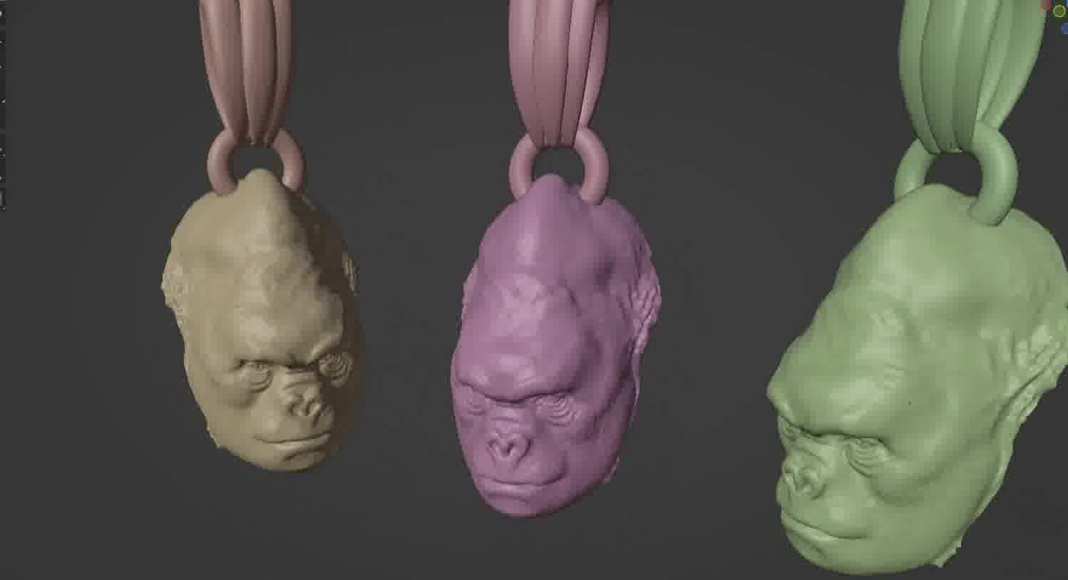 Gorilla pendant  3D print model_40