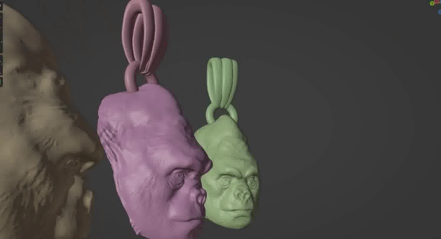Gorilla pendant  3D print model_56