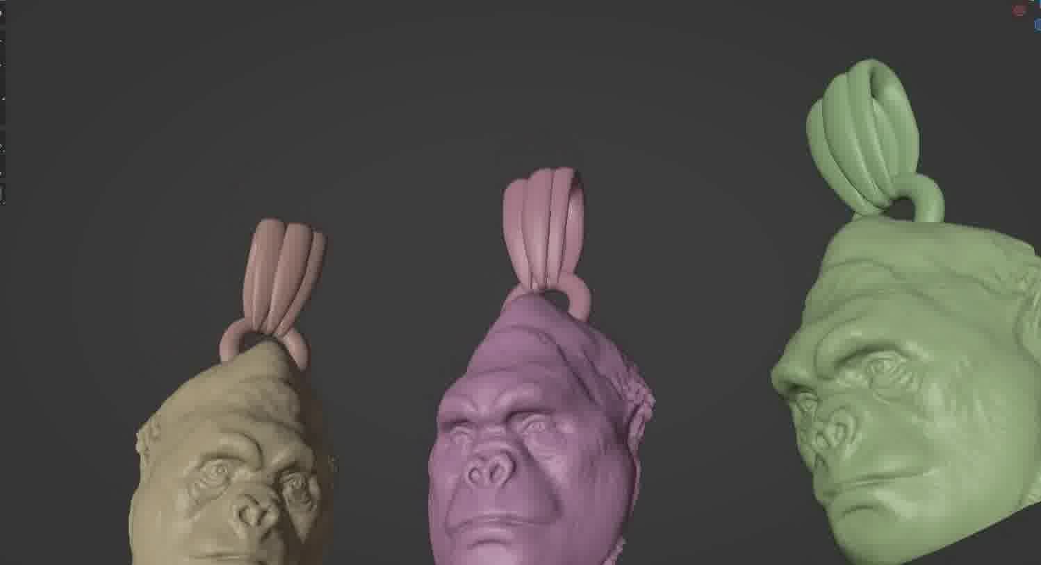 Gorilla pendant  3D print model_32