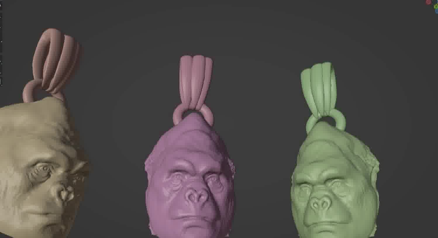 Gorilla pendant  3D print model_42